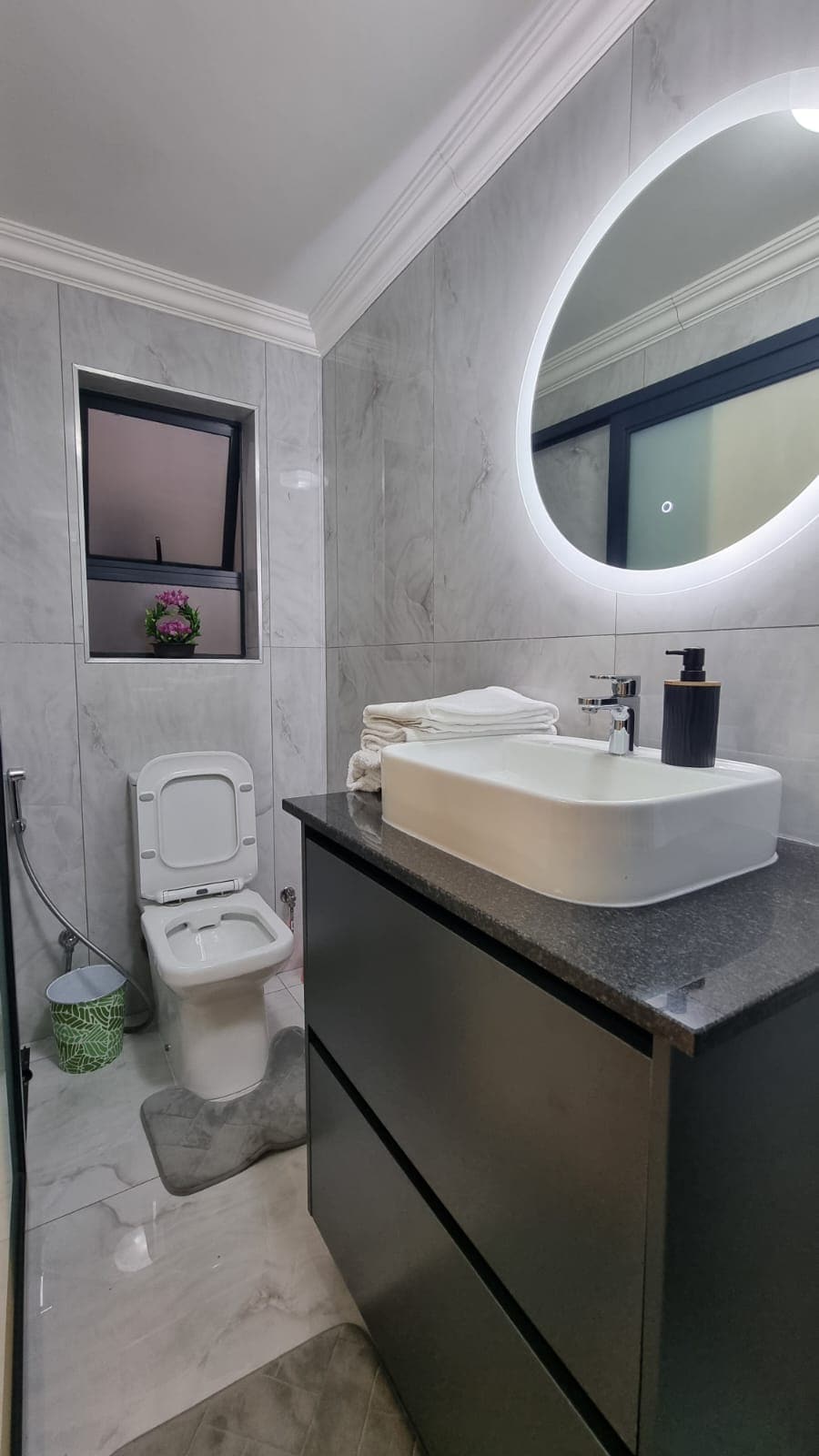 Ensuite bathroom with shower.