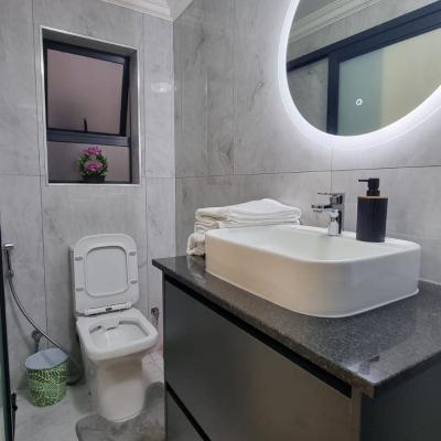 Ensuite bathroom with shower.