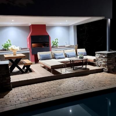 There are plenty of outdoor lights to continue enjoying the outdoors at night time.