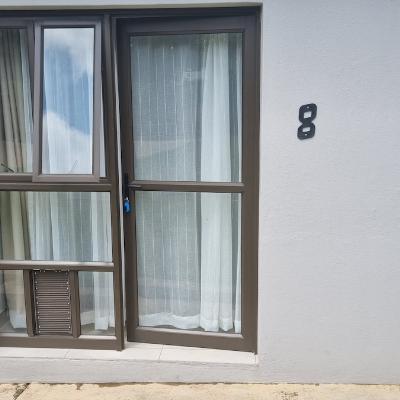 Entrance with cat flap.